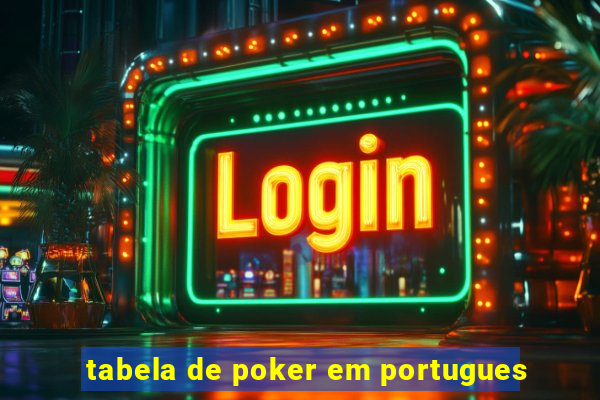 tabela de poker em portugues