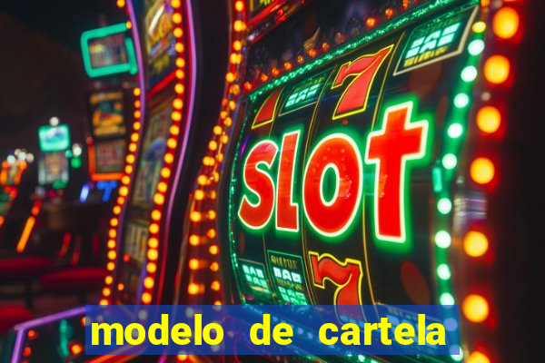 modelo de cartela para bingo