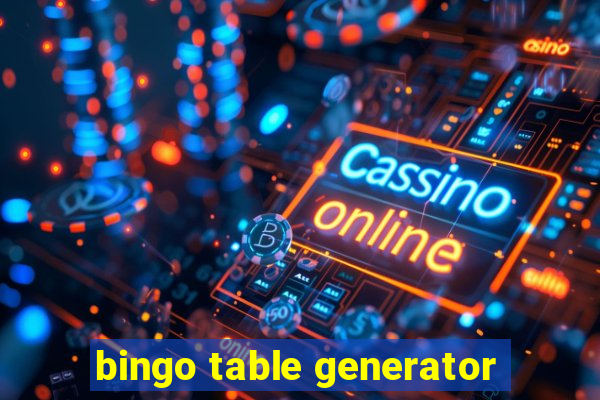 bingo table generator